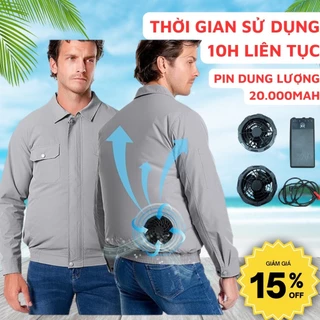 Áo Điều Hoà Quạt Gió Nam Nữ 2024 Pin Dung Lượng Lớn 10H Liên Tục Quạt 3 Chế Độ Gió