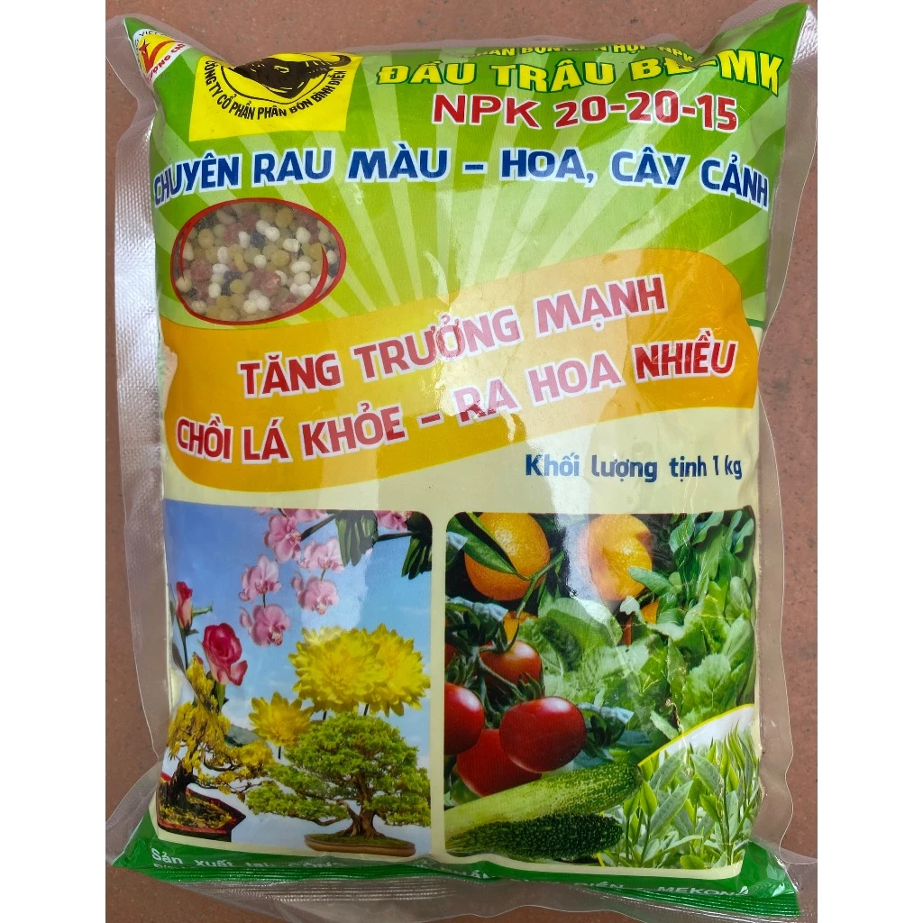 Phân bón đầu trâu BĐ-MK 20-20-15 chuyên cho rau màu - hoa kiểng GÓI 1 KG