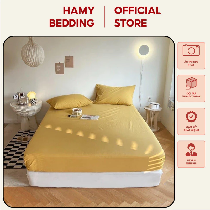 Bộ Chăn Ga Gối Cottton Tici Basic Phong Cách Hàn Quốc Thấm Hút Mồ Hôi Cao Cấp