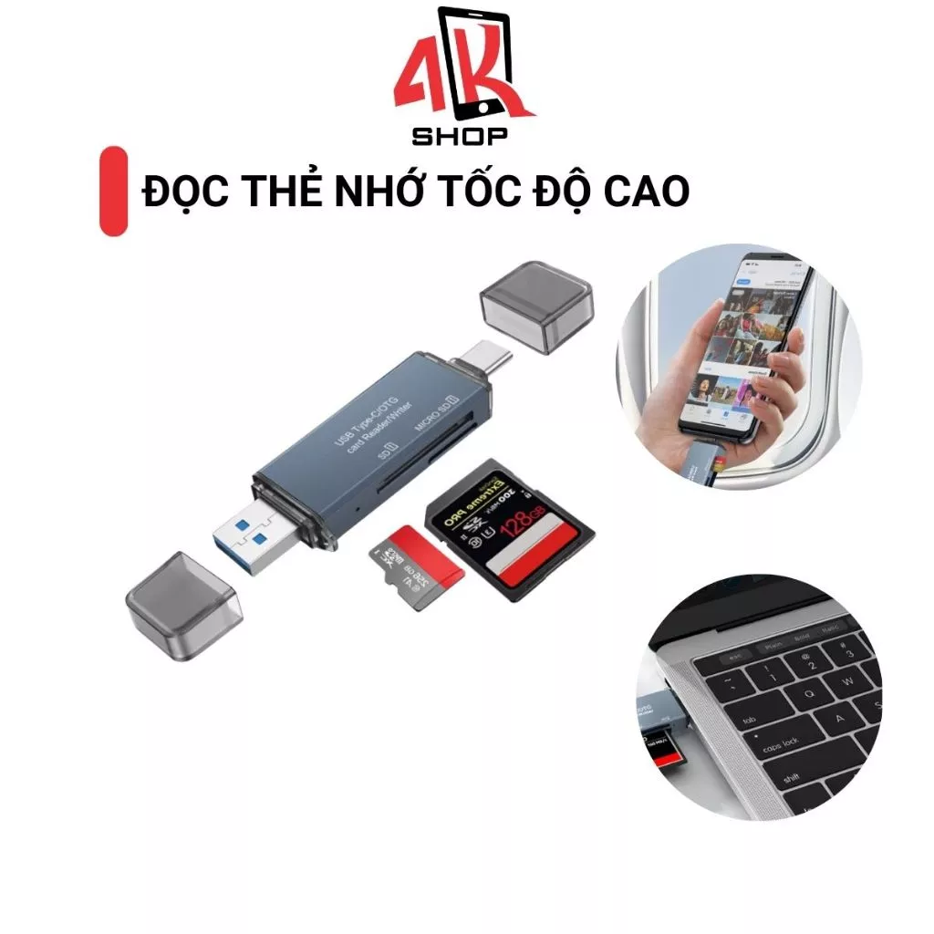 Đầu đọc thẻ nhớ 3.0 sd cổng usb và type-c micro sd máy ảnh cho điện thoại laptop pc máy tính bảng