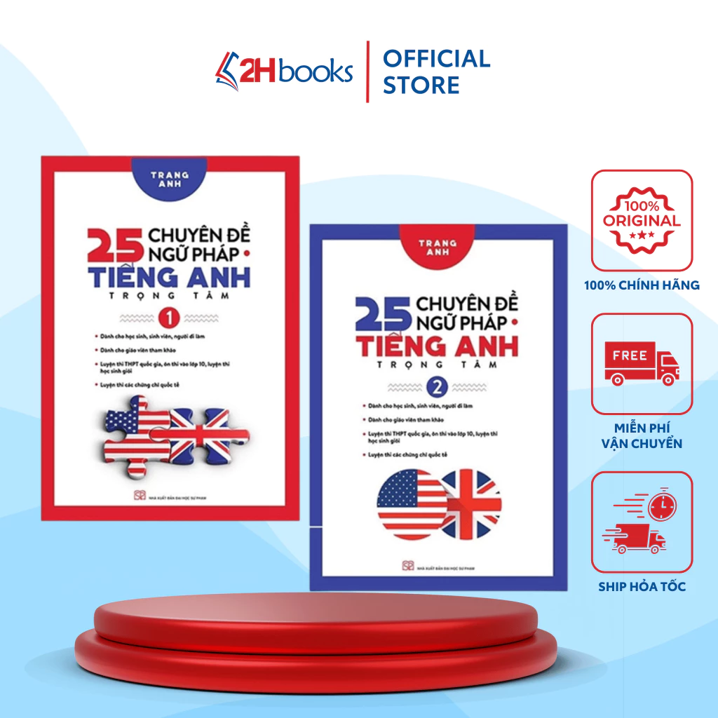 Sách - Combo 25 Chuyên Đề Ngữ Pháp Tiếng Anh Trọng Tâm - Tập 1 + 2 - 2H Books