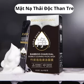 Mặt nạ trắng da sủi bọt than tre, Mặt nạ thải độc than tre loại bỏ bụi bẩn bã nhờn mụn đầu đen hộp 10 gói