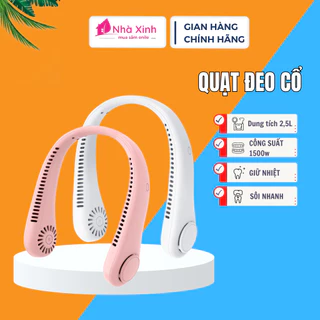 Quạt đeo cổ tích điện mini, quạt đeo cổ không cánh sạch pin dung lượng pin cực lớn 3 cấp độ gió êm ái chính hãng _Q31K