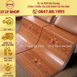 Chiếu trúc tăm vân gỗ in hoa - Họa Tiết Ngẫu Nhiên - Chiếu Đẹp (m6x2m - m8x2m) (lylyShop)