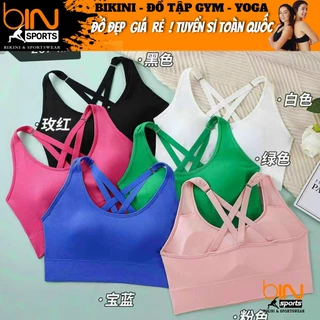 Áo bra nữ tập gym yoga aerobic thể thao kèm mút chất liệu thun dệt co dãn 4 chiều thấm hút mồ hôi BINSPORTS A289