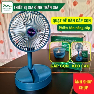 (FREESHIP) Quạt Tích Điện SUPER Để Bàn Mini Gấp Gọn Siêu Tiện Lợi 3 Cấp Độ Gió Cực Mát Mùa Hè