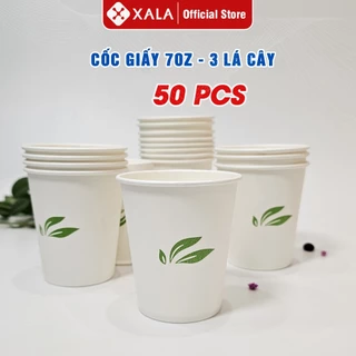 50 ly giấy in họa tiết 2 lá cây 7oz (210ml)