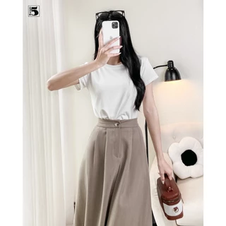 Áo thun nữ Twentyfive dáng ôm croptop trơn màu vải thun gân co dãn 5747