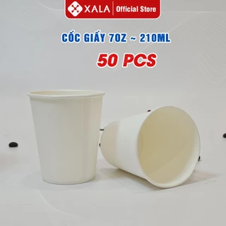 Combo 50 Cốc giấy Nhật Bản màu trắng 7oZ - 210ml cao cấp