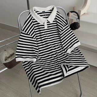 Áo polo sọc tay ngắn form rộng nữ chất vải cotton thô Hàn ZOKO 10682- Jemcloset