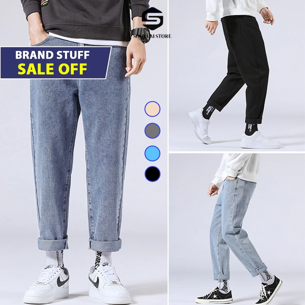 Quần Bò Jean baggy nam Xanh Đen RETRO ống rộng xuông cạp cao Quần bò nam dáng suông xu hướng Sogeum