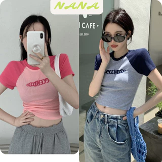 Áo thun ngắn tay cổ tròn secee dáng croptop ôm body tôn dáng, Áo cotton babytee mùa hè thoáng mát Nana