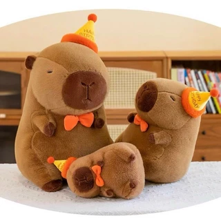 Capybara Plush Toy, Gấu Bông Capybara sinh nhật, Gấu Bông Chuột Lang Capybara Đội Nón Sinh Nhật Mềm Mại Đáng Yêu [SASHI]