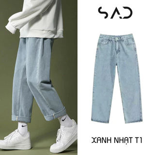 Quần Jean Nam Baggy Ống Rộng 3 Màu Trơn Chất Liệu Jean Cao Cấp Shop Anh Đen