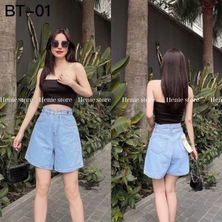 Quần Short Jean Nữ Ống Rộng Lưng Cao Ảnh Shop Chụp