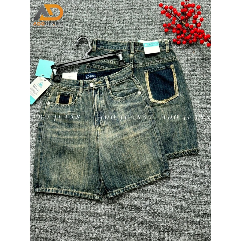 Quần short Jeans lững nữ lưng cao ống suông chuẩn form tôn dáng -chất Jeans bò cao cấp (N05-N06)