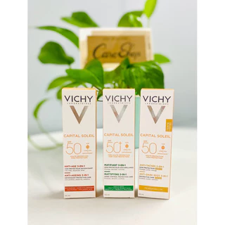 Kem chống nắng VICHY phổ rộng SPF 50 Capital Soleil Anti-Age 3 en 1 vạch đỏ chống lão hóa