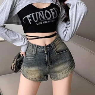 Quần Short Jeans Nữ , Quần Đùi Nữ Chất Liệu Demin Màu Xanh Cổ Điển Sành Điệu L001