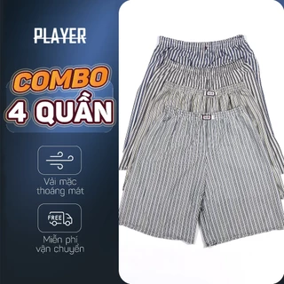 Quần Đùi Nam Sọc Kẻ Mặc Nhà, Măc Ngủ Cotton Thun Lạnh thoáng mát