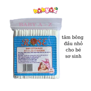 Combo 12 Bịch Tăm Bông Trẻ Em Rose 80c Tăm Bông Sơ Sinh Kháng Khuẩn Công Nghệ Nhật