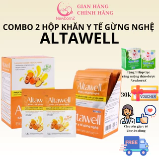 Combo 2 hộp Khăn y tế Gừng nghệ Altawell - Phục hồi sức khỏe, lấy lại vóc dáng (Tặng Gạc răng miệng thảo dược NewbornZ)