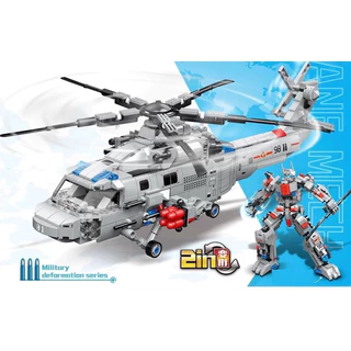 Xếp hình lego mô hình máy bay, tàu chiến, xe tăng 2IN1 (sẵn)