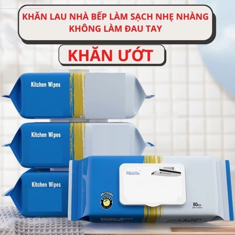 Khăn Ướt Lau Bếp Đa Năng 80 Tờ Siêu Tiết Kiệm, Vệ Sinh Sạch Sẽ, An Toàn Cho Người Tiêu Dùng