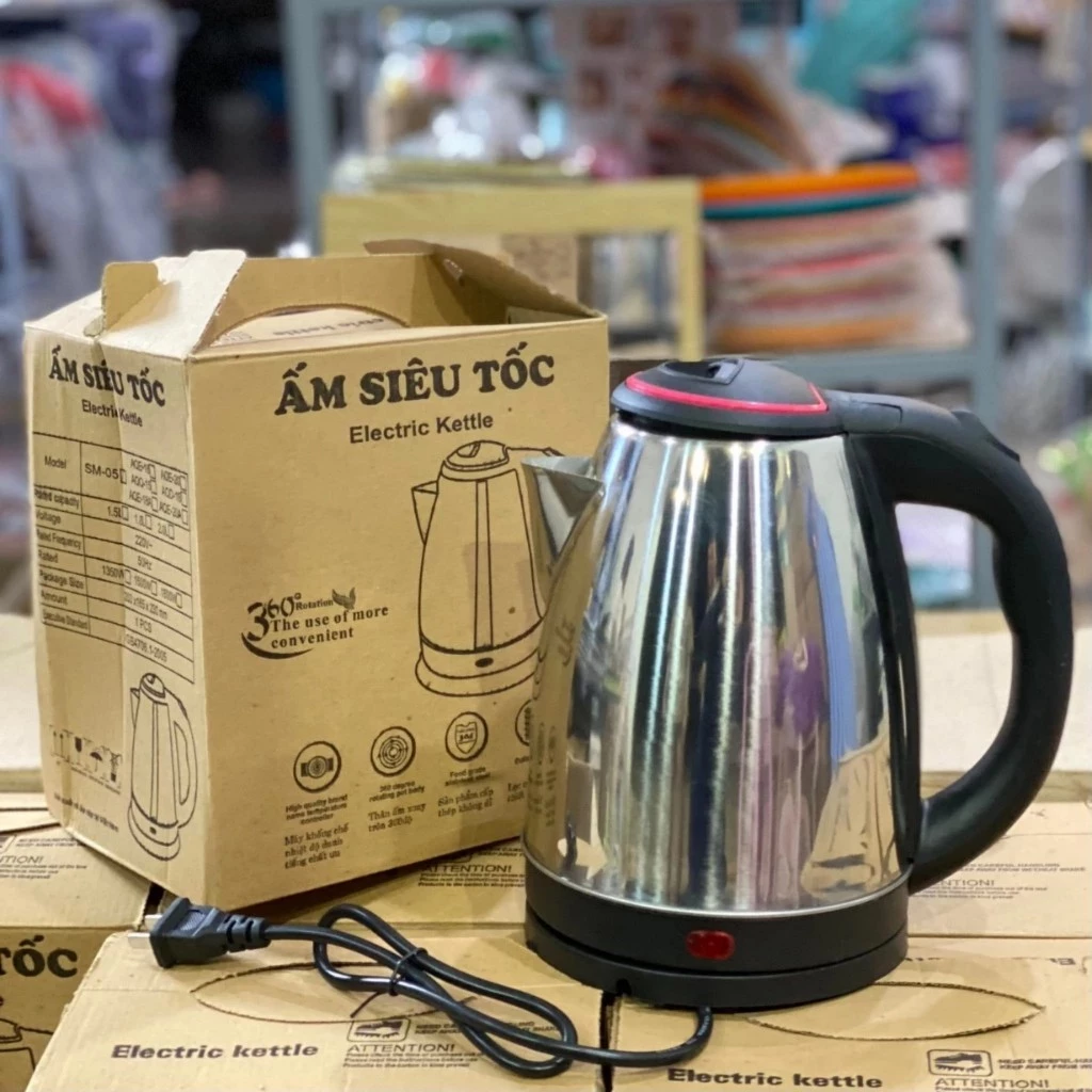 Ấm siêu tốc Electric Kettle 1L8 bằng inox