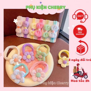 Dây cột tóc cho bé dễ thương set 12 dây, dây buộc tóc cho bé hình hoa nơ xinh xắn - Phụ kiện Cherry