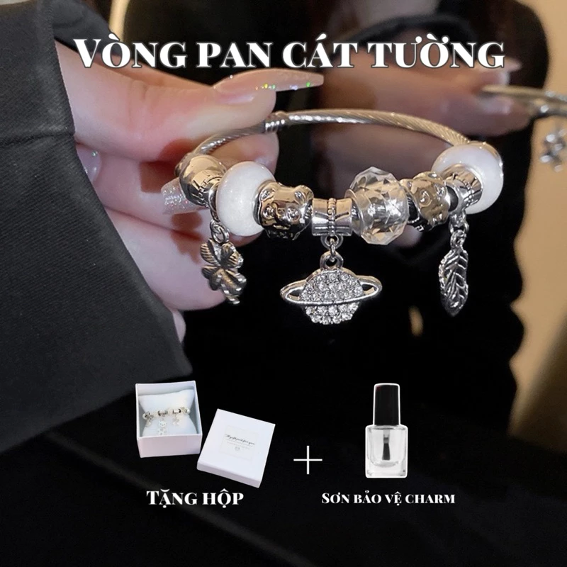 [TặngSơnchốngrỉ] Vòng PAN CÁT TƯỜNG nene dễ thương - dây thép không rỉ - charm hợp kim - nam nữ đều mang được