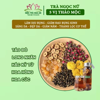 Trà Dưỡng Nhan Ngọc Nữ 5 Vị Thảo Mộc (Táo Đỏ - Hắc Kỷ Tử - Long Nhãn - Hoa Cúc - Hoa Hồng) Đẹp Da, Giảm Đau Bụng Kinh