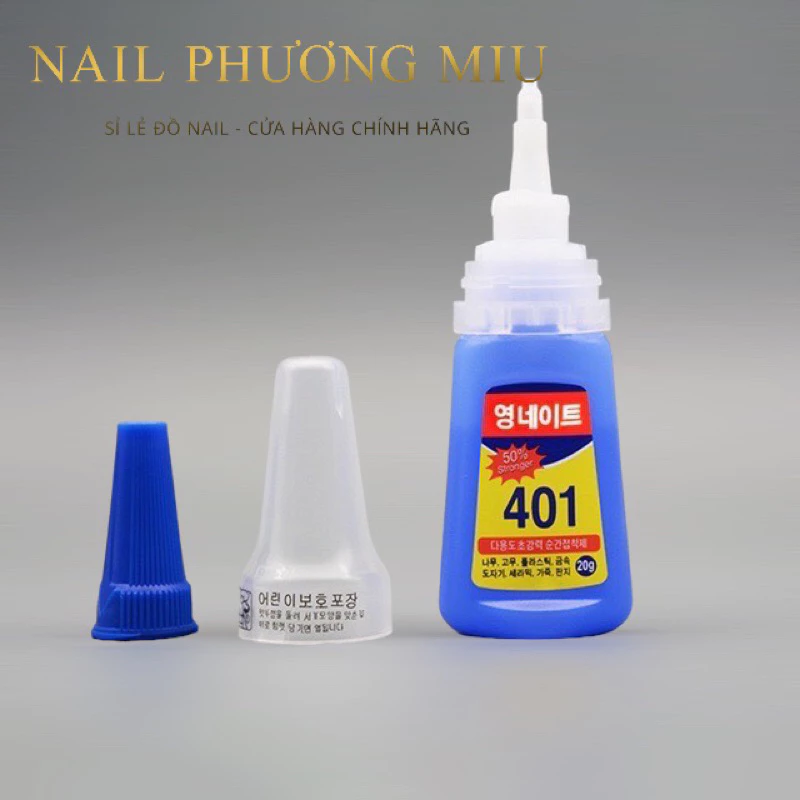 Keo dán móng 401 chính hãng chai 20g khô nhanh, keo 401 gắn móng siêu chắc không bị nóng móng - Nail Phương Miu