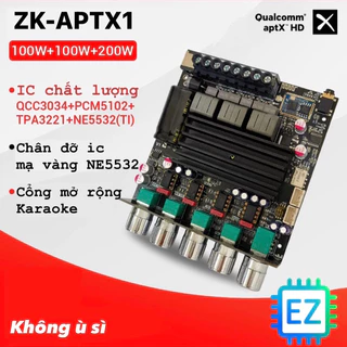 ZK-APTX1 Mạch khuyếch đại âm thanh 2.1 200W + 100W*2 Bluetooth QCC3034, 12-30VDC