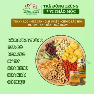 Trà Đông Trùng 7 Vị Thảo Mộc (Nấm Đông Trùng - Táo Đỏ - Kỷ Tử - Hoa Cúc - Hoa Hồng - Hoa Nhài - Cỏ Ngọt) Đẹp Da, Sáng Da