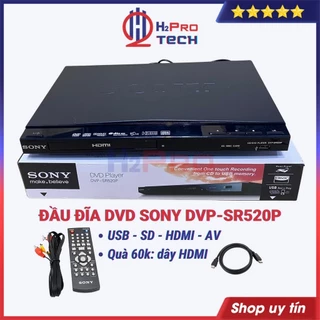 Đầu Đĩa Dvd Sony DVP-SR520P Hdmi-Usb-SD, Đầu Dvd-Cd Sony 520P Karaoke Cao Cấp, Quà 60K Dây HDMI-H2Pro Tech