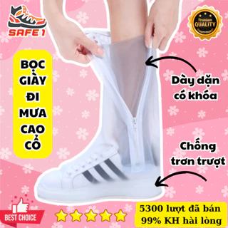 Bao giày đi mưa cao cổ dày dặn có khóa, chống nước, chống trơn trượt. Ủng bọc giày đi mưa