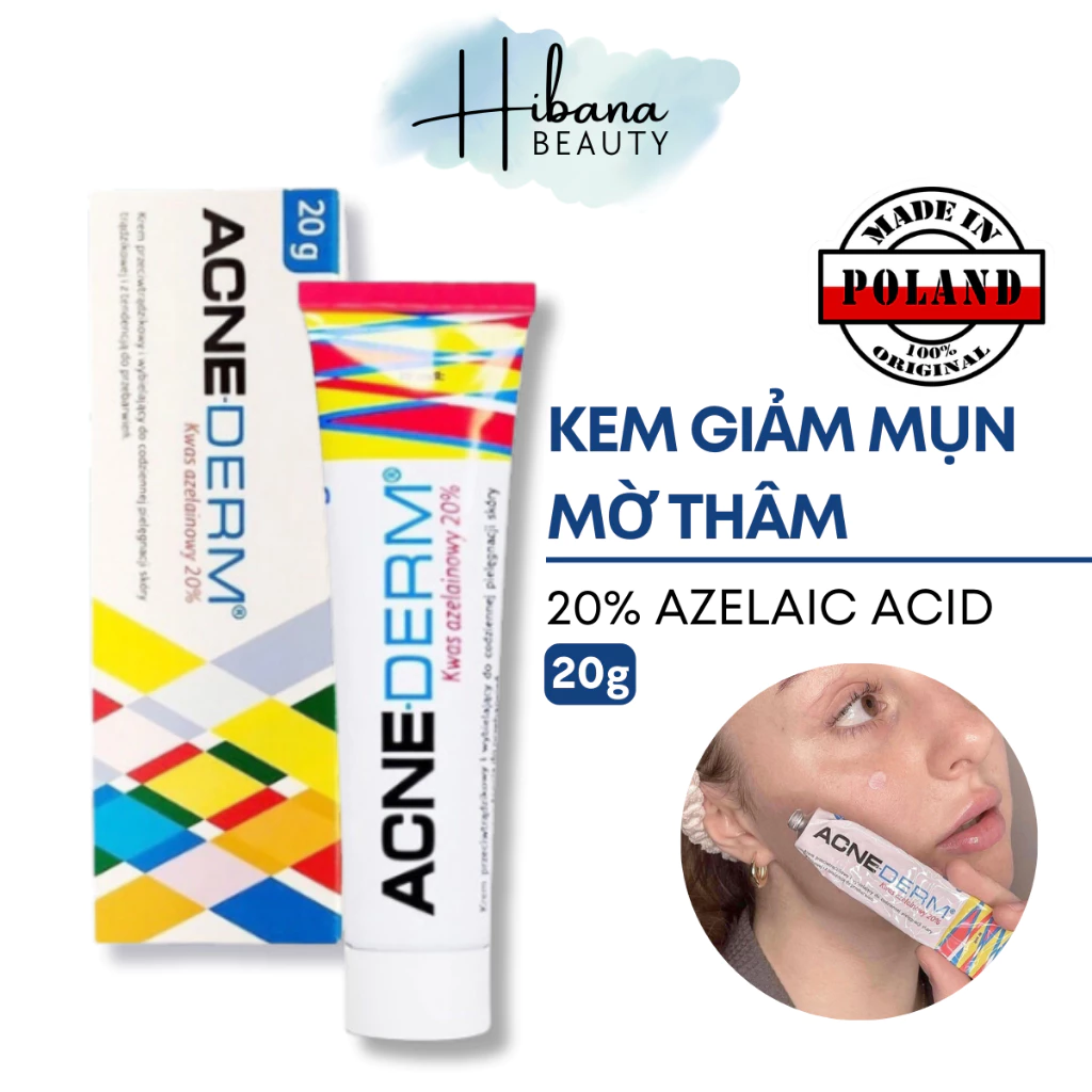 Acne Derm Kem giảm mụn Acnederm Azelaic Aicd 20% làm trắng da 20g