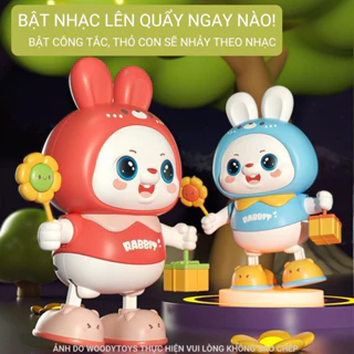 Đồ Chơi Thỏ Robot Nhảy Múa Có Đèn Nhạc Di Chuyển Vui Nhộn An Toàn Cho Bé, Quà Tặng Bé Trai Bé Gái - H.A Kids