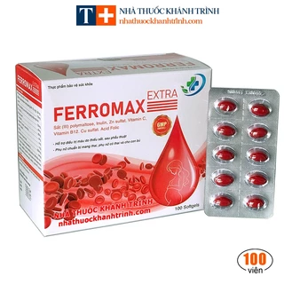 (100 viên) Bổ máu FERROMAX EXTRA - bổ sung sắt, folic, b12 ngăn ngừa và cải thiện tình trạng thiếu máu do thiếu sắt