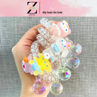 Dây buộc tóc hoạt hình cute dễ thương, đính pha lê hình cầu lấp lánh, thời trang hiện đại