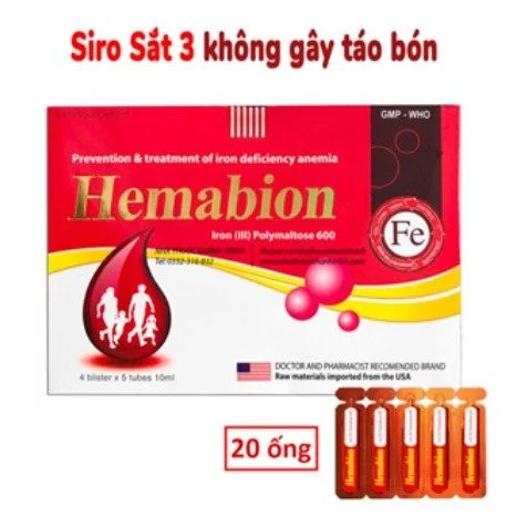 [Hộp 20 ống] Hemabion giúp bổ sung sắt, acid folic giúp thai nhi phát triển khỏe mạnh cho phụ nữ mang thai