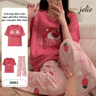 (MẪU MỚI) Bộ Mặc Nhà Pyjama Áo Cộc Quần Dài Cổ Tròn Chất Cotton Thấm Hút Co Dãn Mềm Mại