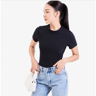 Thanh lý - Áo Tshirt nữ màu đen basic form ôm MARC FASHION Size M