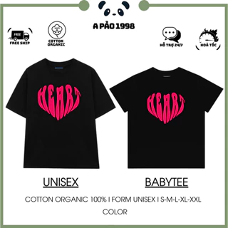 Áo Thun Form Rộng Unisex, Babytee. ÁO ĐÔI COUPLE HEART Basic 100% Cotton Organic 250GSM