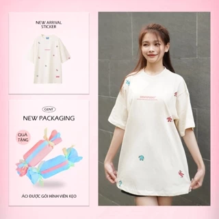 Áo thun gói kẹo Sticker GenT tặng quà 100% Cotton Nam Nữ Unisex Tay Lỡ Oversize Local Brand