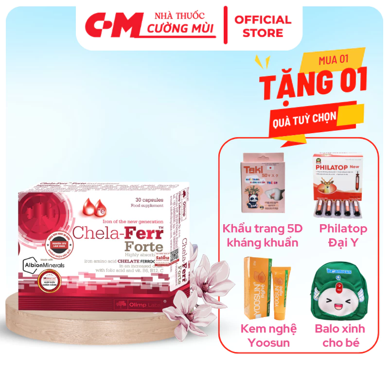 Sắt Chela-Ferr® Forte (Olimp Labs) 28mg sắt –Viên sắt cho bà bầu hỗ trợ bổ sung và dễ hấp thu sắt 30 viên