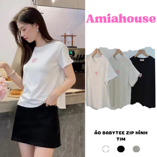 Áo babytee chất thun zip in hình tim amiahouse