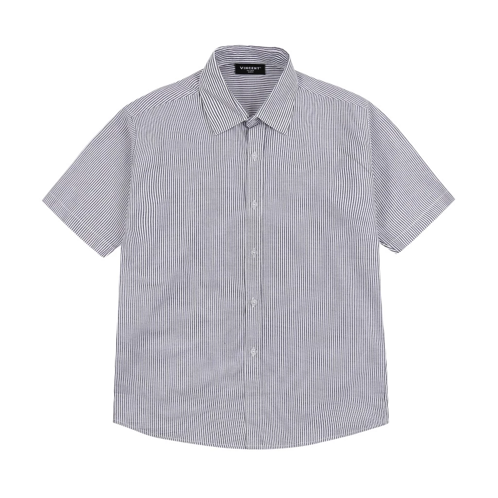 Áo Sơ Mi Tay Ngắn Vincent Vải Oxford Local Brand Unisex Sọc Xanh Đen