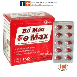 (100 viên) Bổ Máu FE MAX (sắt, folic, B12) - cải thiện thiếu máu do thiếu sắt, hỗ trợ quá trình tạo máu