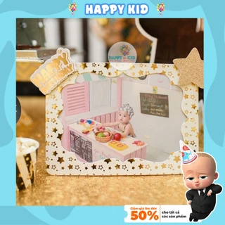 Set 2 khung ảnh để bàn cứng cáp trang trí tiệc sinh nhật thôi nôi decor tiệc tùng dễ thương HAPPYKID PARTY KADB